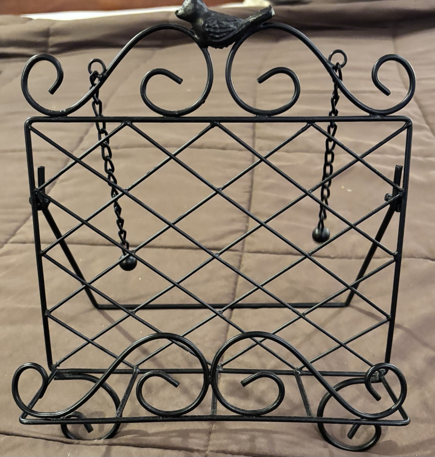 Black Metal Hands Free Decorative Rectangle Cook Book Stand