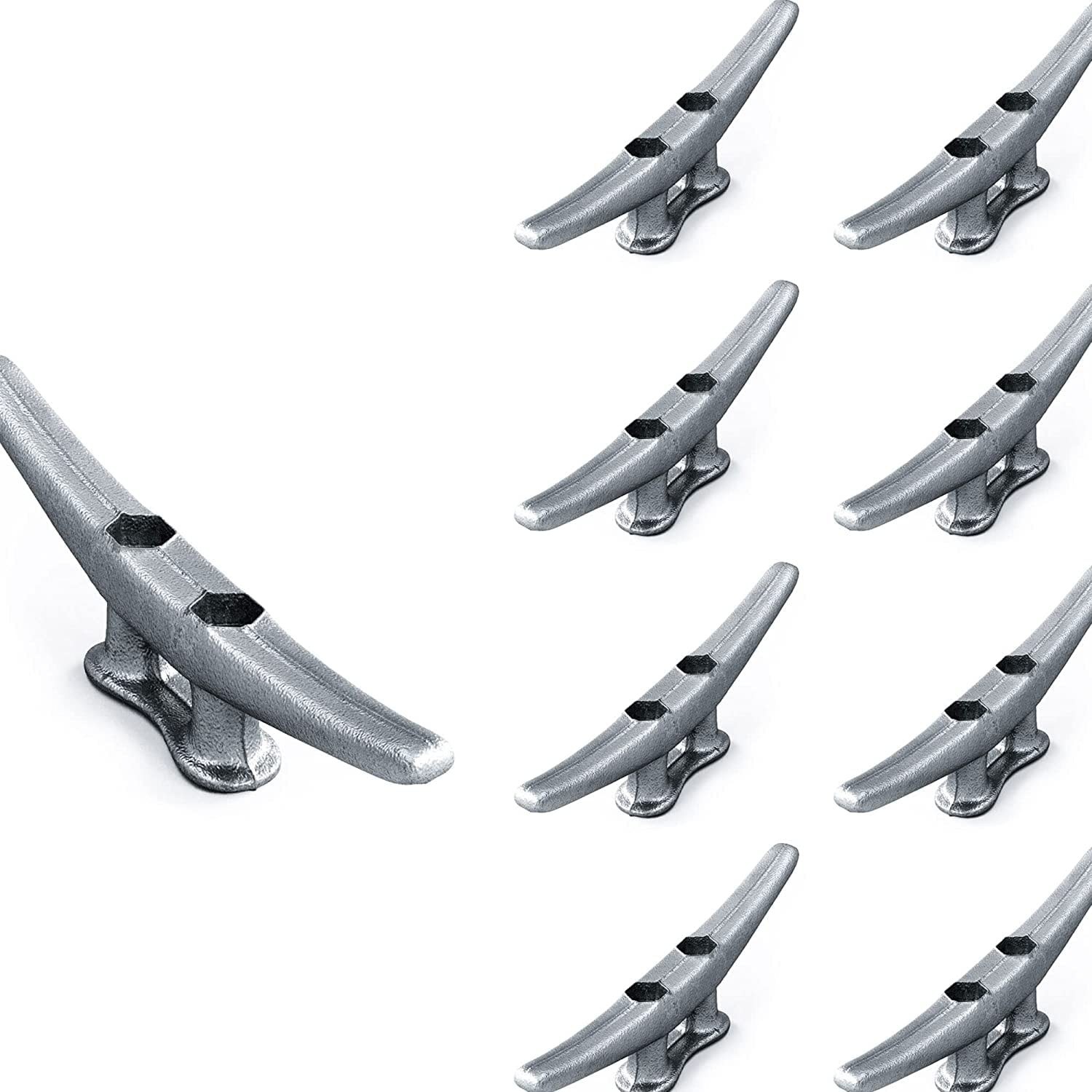 8" Dock Cleat, Weatherproof Galvanized Cast Iron Boat Cleat Tie Downs for Pie...