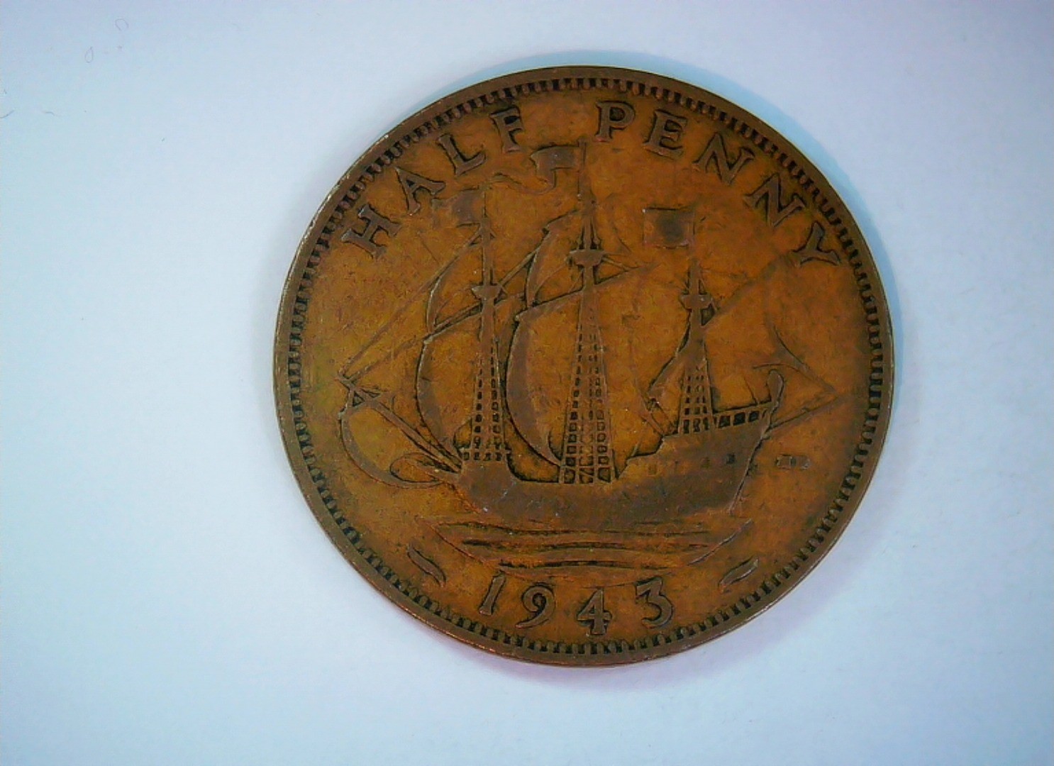 United Kingdom 1943 1/2 Penny George VI Halfpenny (Golden Hind) Coin