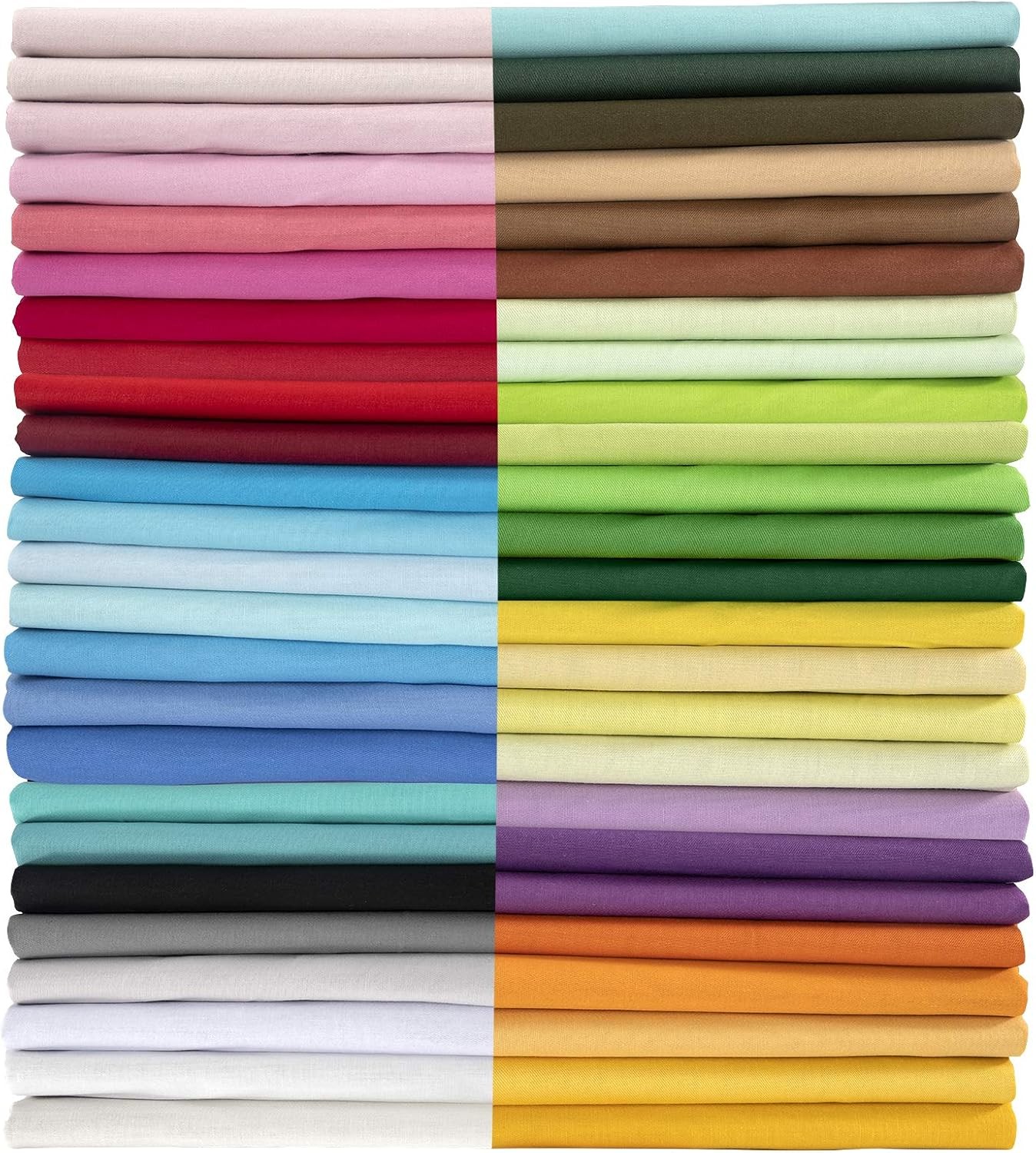 50pcs 100% Cotton Fabric Bundle 10" x 10" PreCut Fat Squares Sheets Printed F...