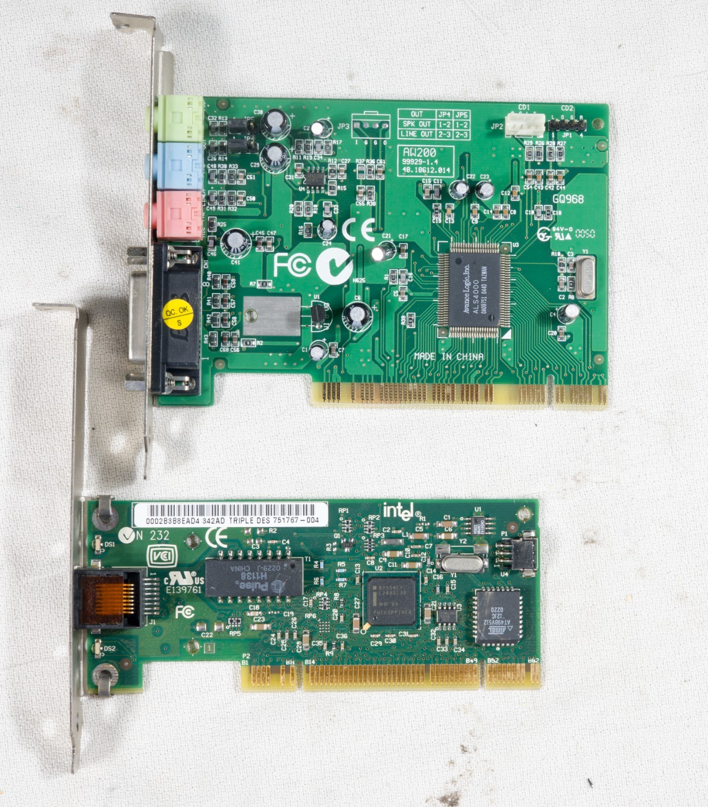 Vintage AW200 sound card + 10/100 Intel NIC PCI ISAE29