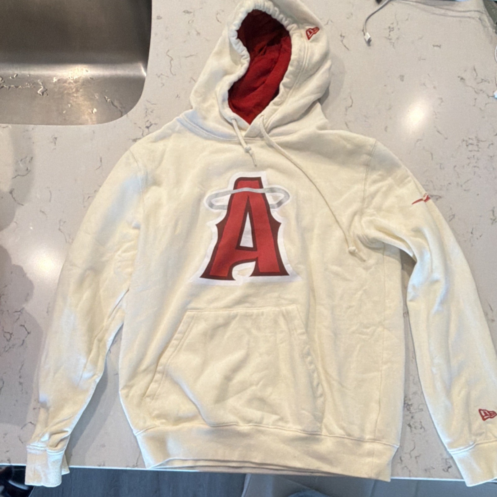 New Era Los Angeles Angels MLB Hoodie White Red Size M