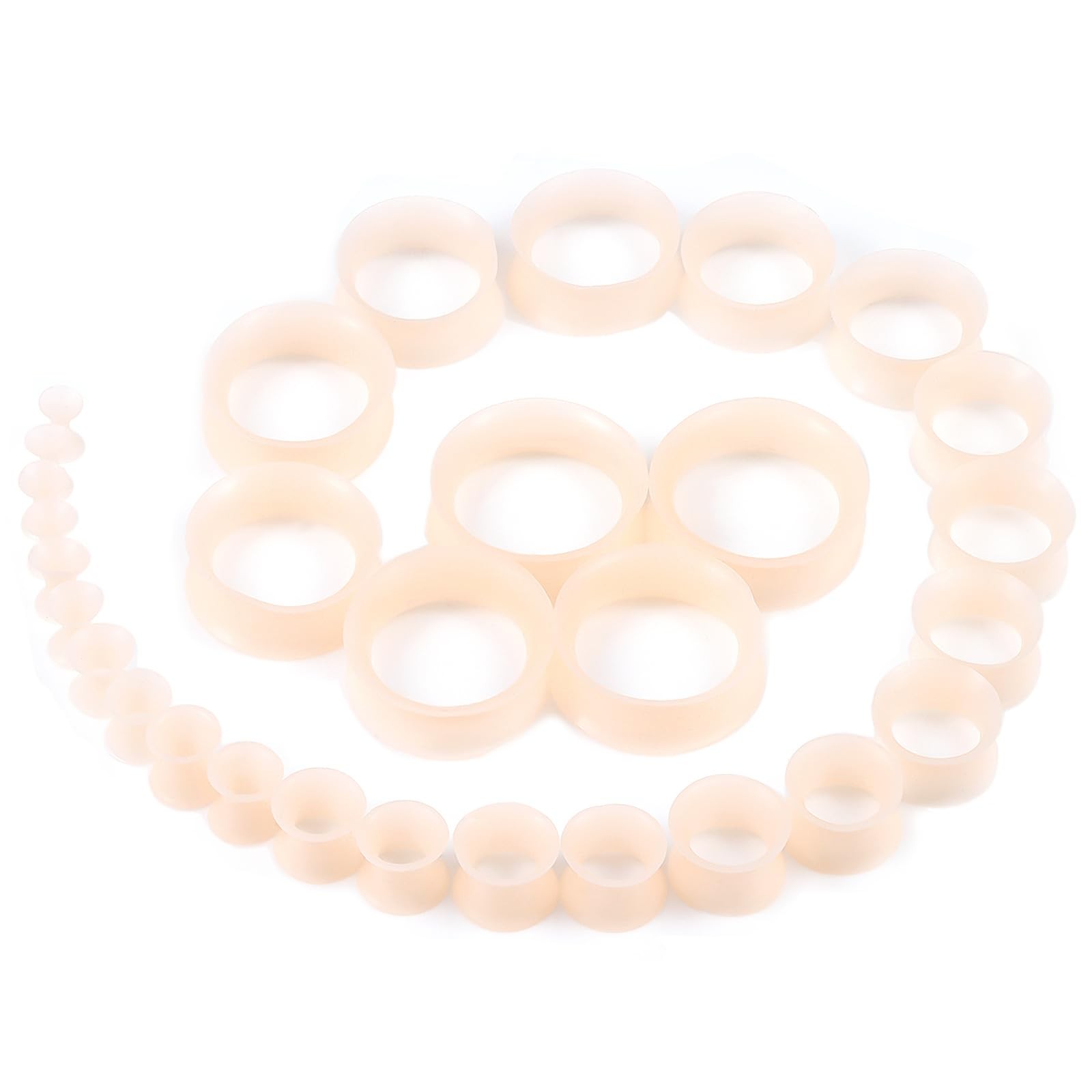 Kwoencxi 10G-25mm Flesh Skin Tone Silicone Gauges 25mm, Colour 
