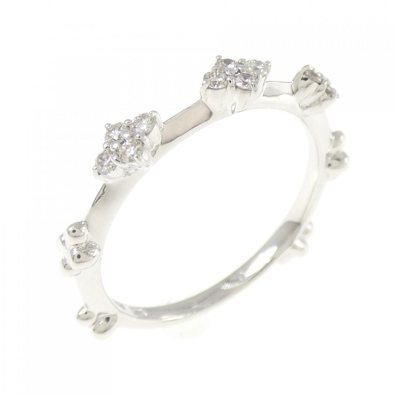 Authentic K18WG Diamond Ring 0.16CT #260-008-061-7709