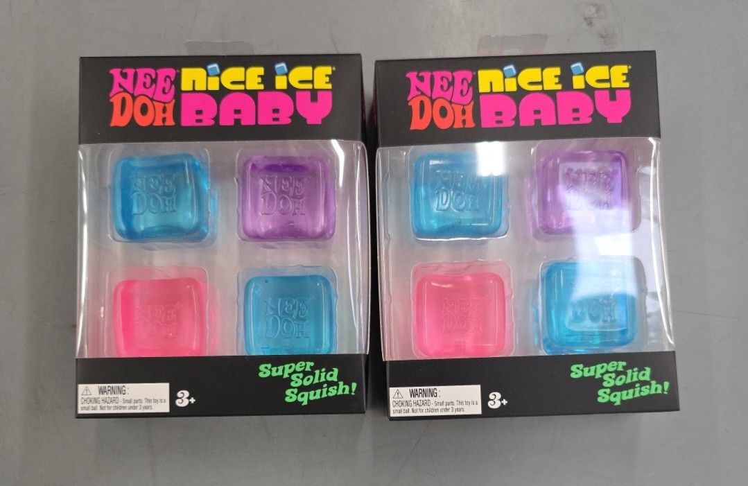 Nee Doh Nice Ice Baby Super Solid Squish Toy Set One 4 Pack Cube Set New Sealed 