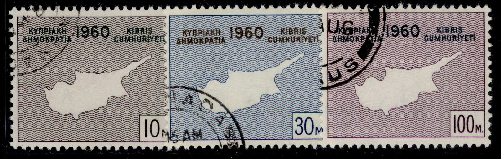 CYPRUS QEII SG203-205, 1960 republic set, FINE USED.
