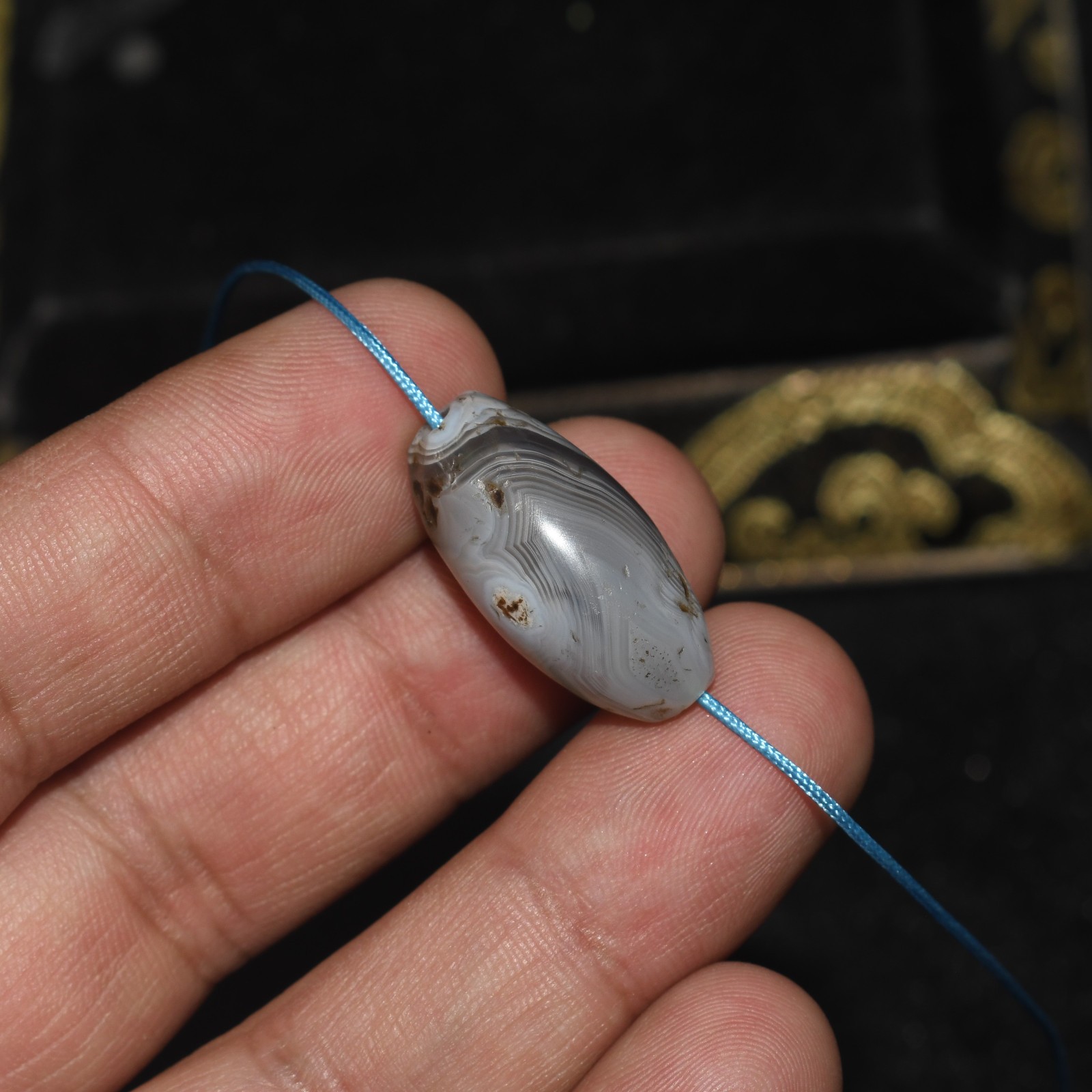 Ancient Greco Bactrian Banded Agate Stone Bead over 3000 Years Old