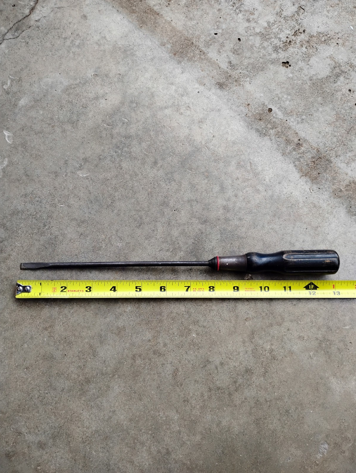 Vintage STANLEY Electritians Screwdriver 1/4" Flat Tip  Wood Handle USA