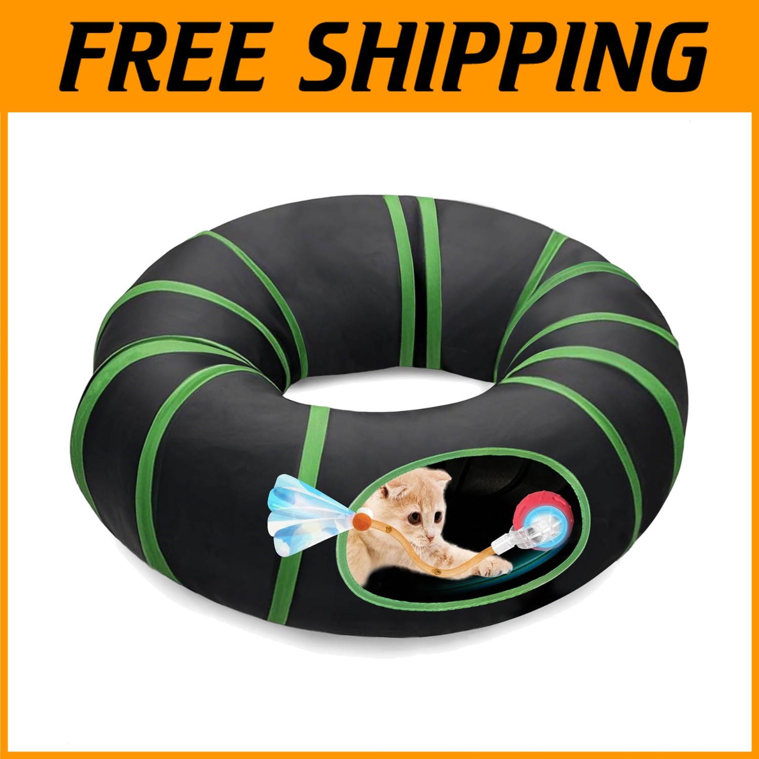 Interactive Cat Tunnel Toy with Rolling Ball