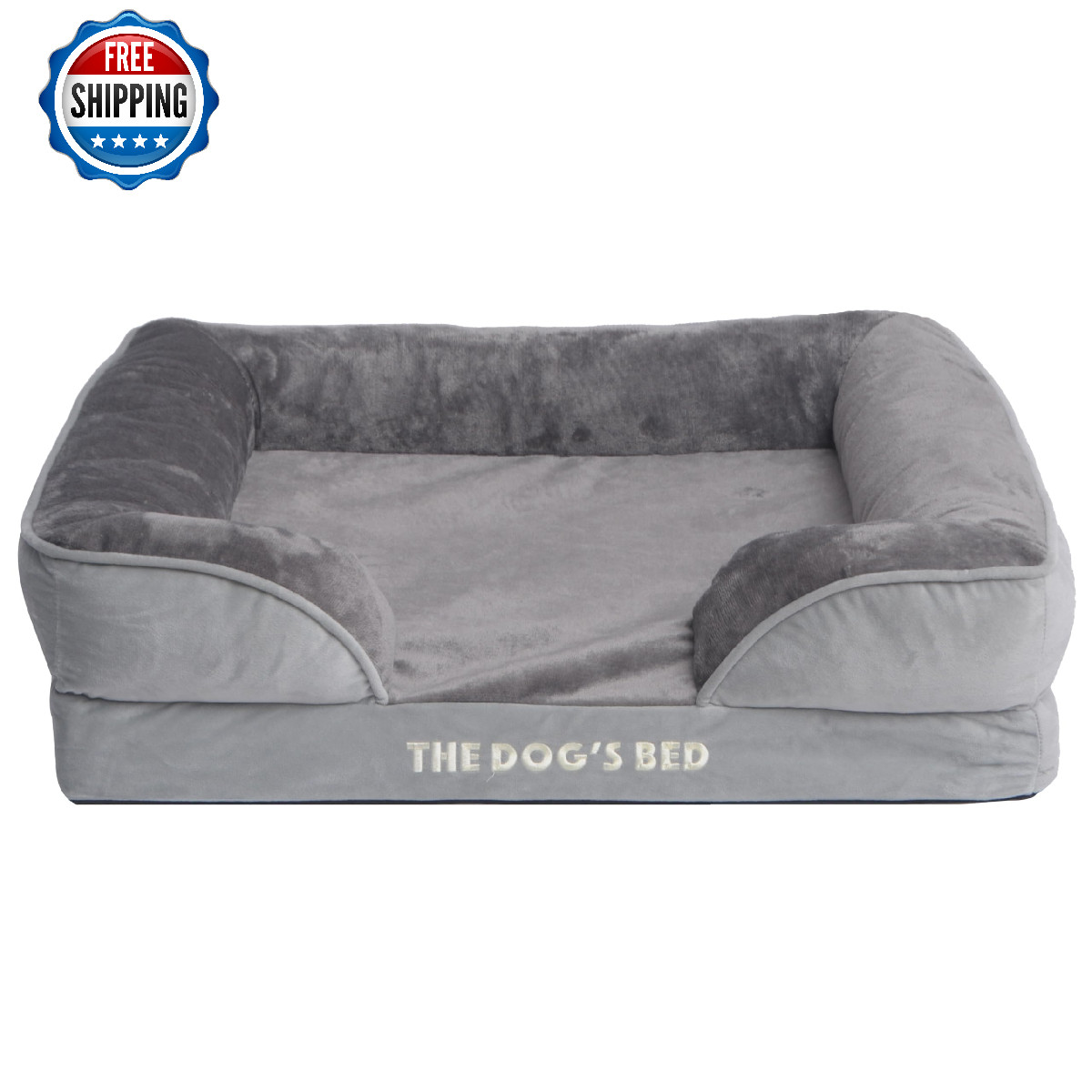 The Dog’s Bed Replacement Cover & Bolster, Flannel, Silver Grey, Medium