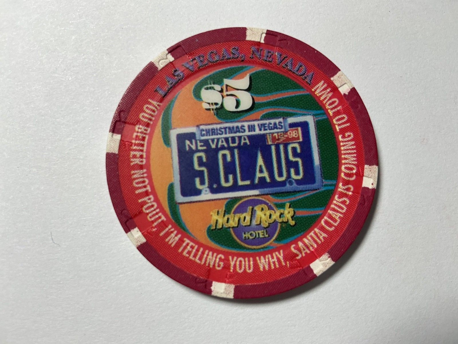 $5 Hard Rock, Las Vegas, NV - Holiday 1998