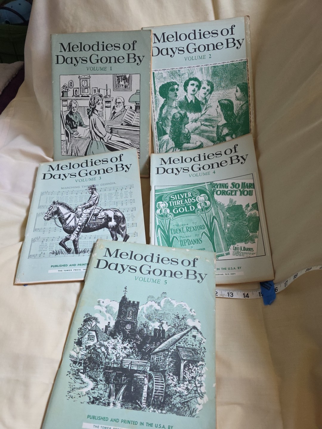 (5) MELODIES OF DAYS GONE BY Vol 1, 2, 3, 4, 5 - 1968 Tower Press Songbooks