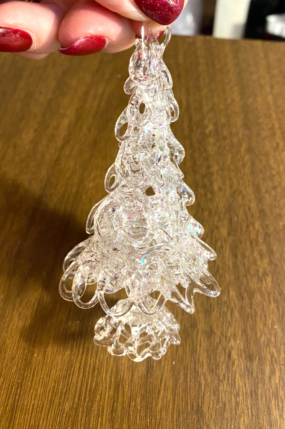 Vintage Spun Glass Tree Christmas Ornament 4 1/4"