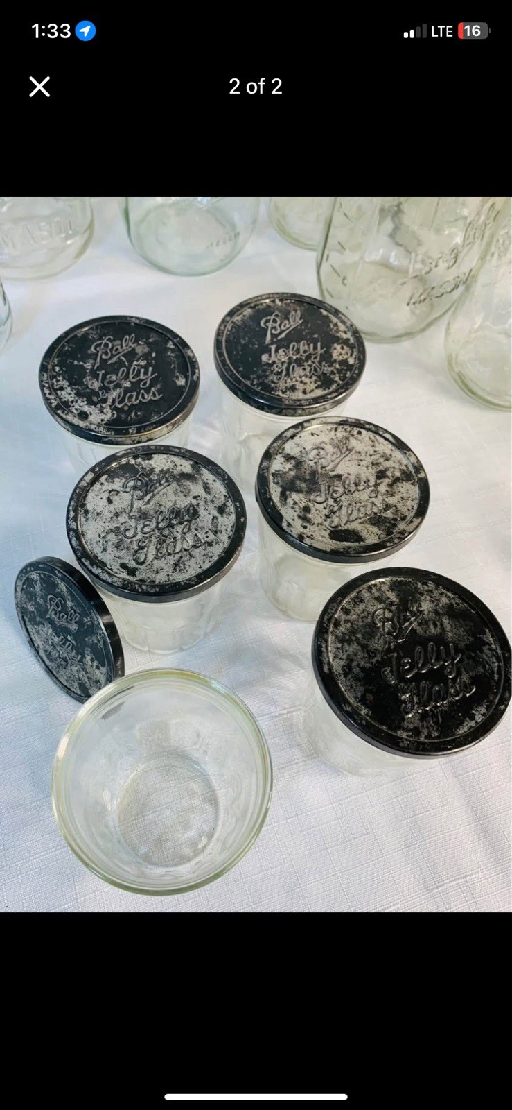 6pk 1/2 Dozen Vintage Retro Ball Jelly Glass Jars W/Lids Excellent Condition!