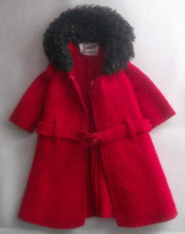 VINTAGE BARBIE ITS COLD OUTSIDE # 819 RED COAT WITH FAUX COLLAR EXCELLENT !!