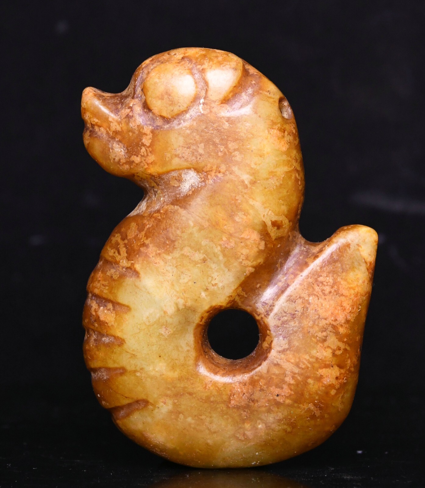 7CM Chinese Hongshan Culture Old Jade Carved Pig Dragon Beast Amulet Pendant