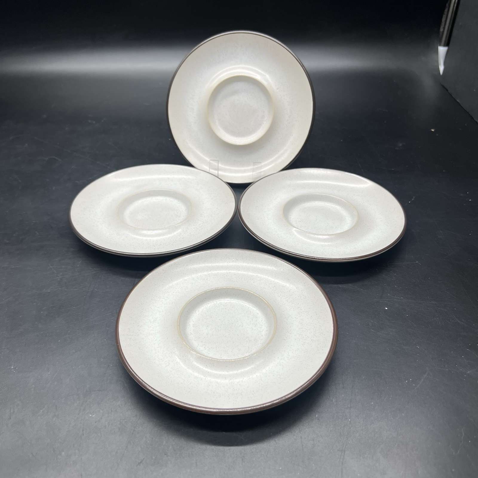 Noritake Folkstone - Genuine Stoneware - Saucers - 5-1/2 Diameter Japan Set Of 4