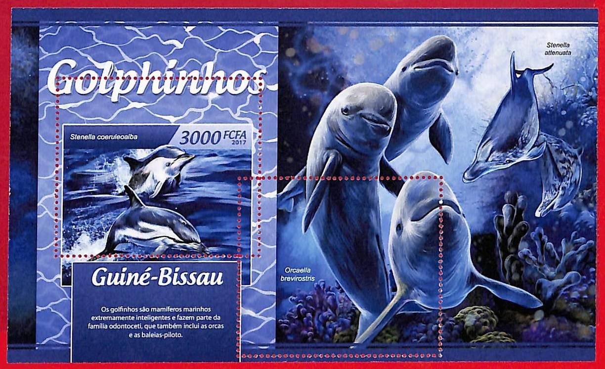 A5331 - GUINE-BISSAU - ERROR MISPERF Stamp Sheet - 2017 - Dolphins