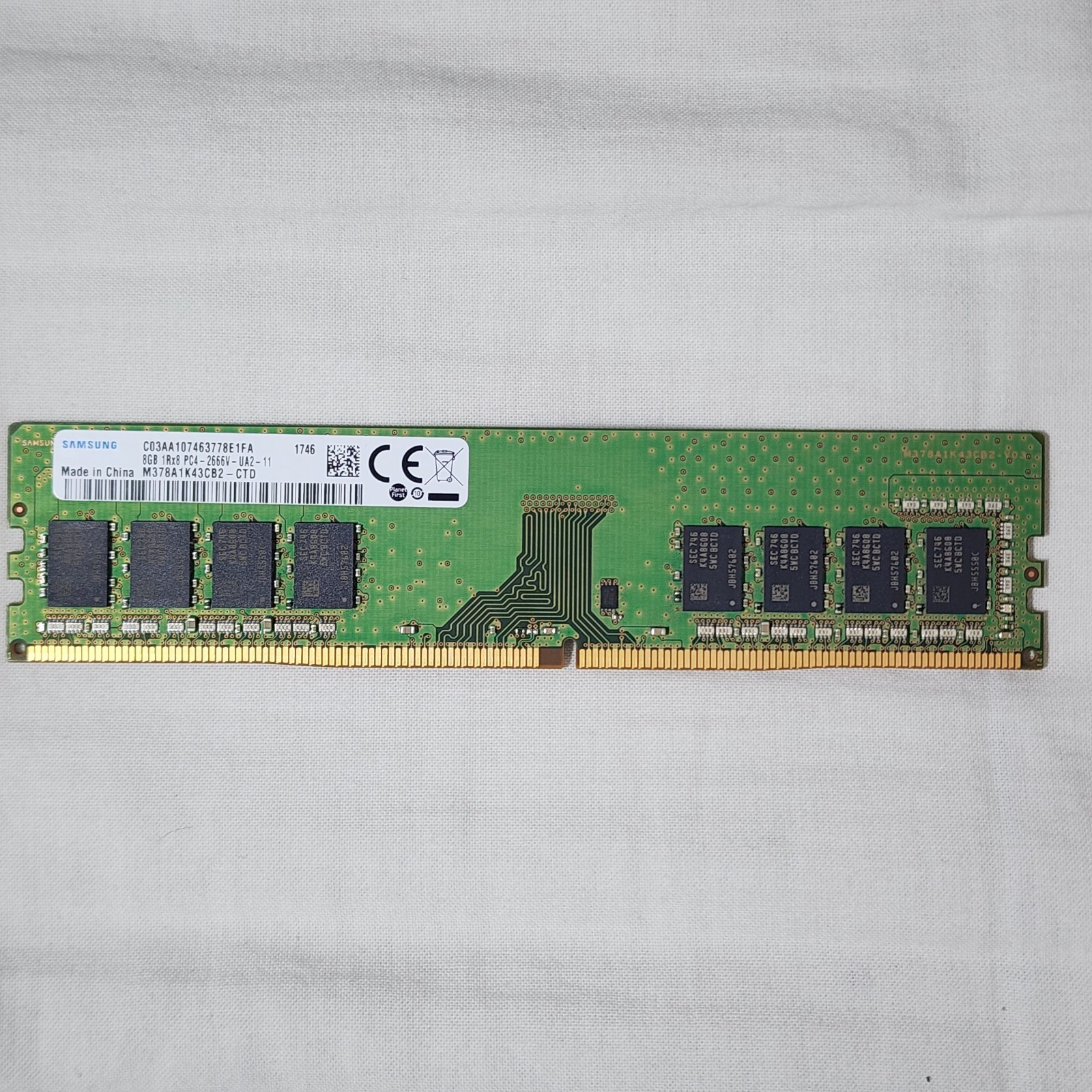 Samsung 8GB DDR4-2666 DIMM PC4-21300 RAM Module (1x8GB) M378A1K43CB2-CTD