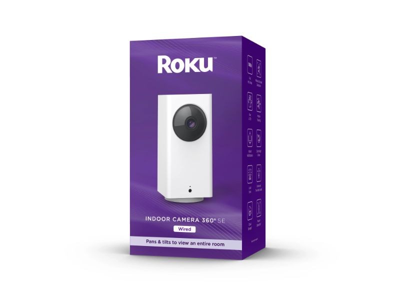 Roku CP1000R Smart Home Indoor Camera 360 deg SE - Wired Security Camera with