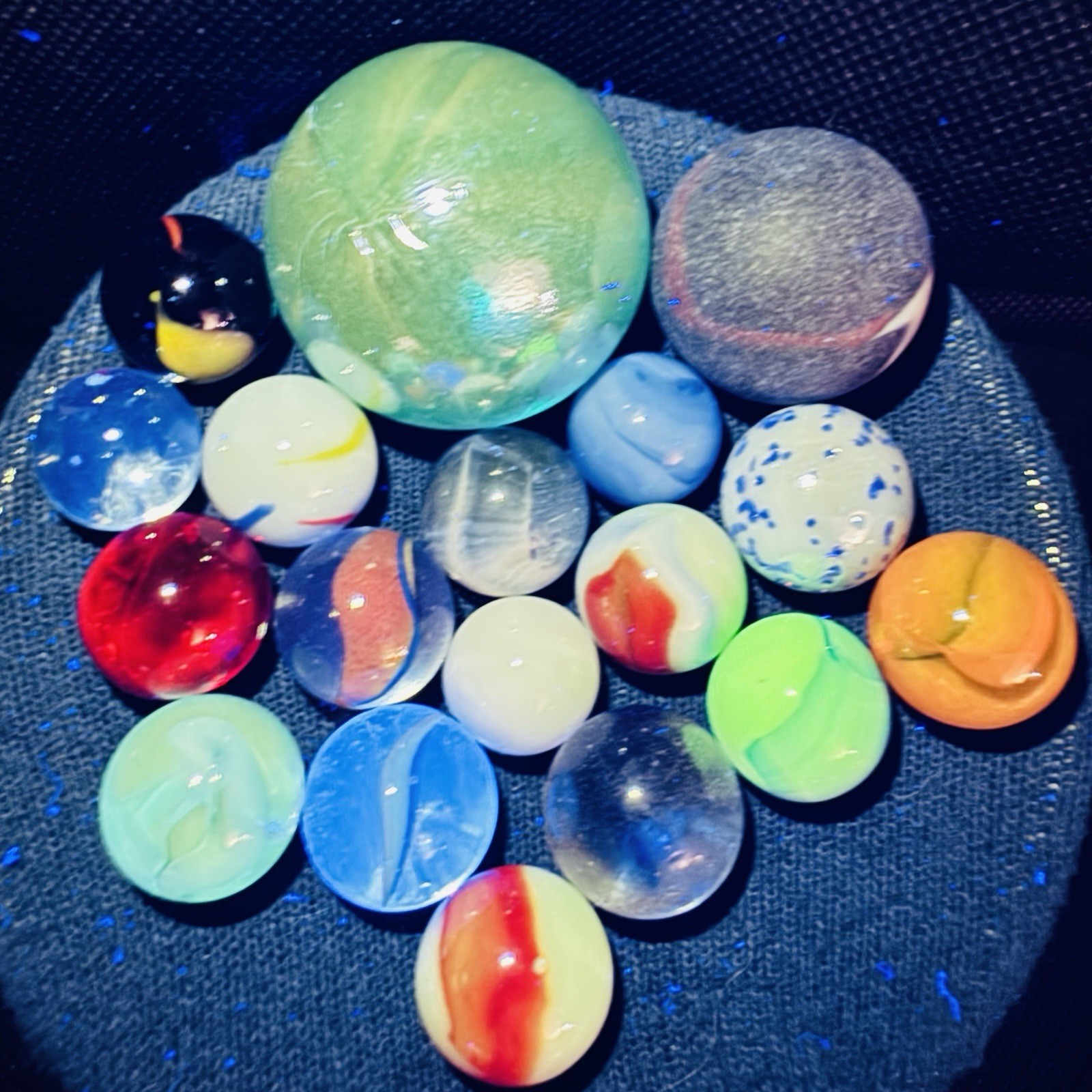 Vintage Marble Lot Of MARBLES UV Reactive Cadmium Uranium Lot #102