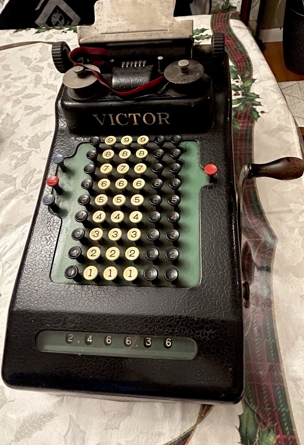 Antique Victor Hand Crank Adding Machine Pre WWIl Mechanical Calculator VIDEO