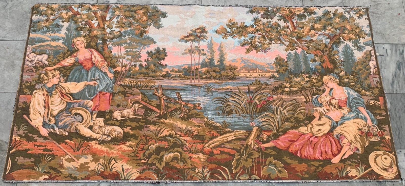 Vintage French Tapestry Medieval Pictorial Wall Decor  Cozy Tapestry 3x6 ft