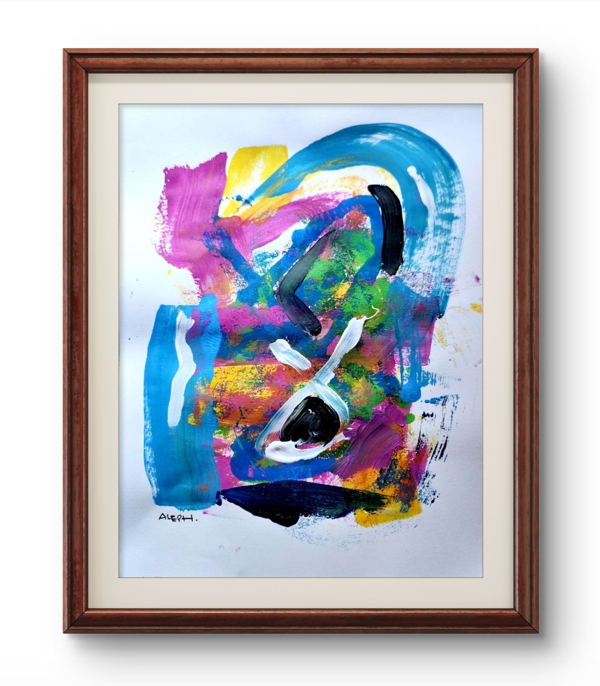 Aleph Original Art 14x11 Unique Abstract Expressionism Wall Art Gallery Paper