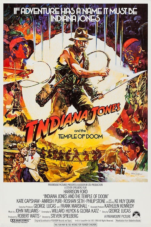 Indiana Jones Temple of Doom Movie Poster 1984 Lucasfilm 12x8in Metal Sign