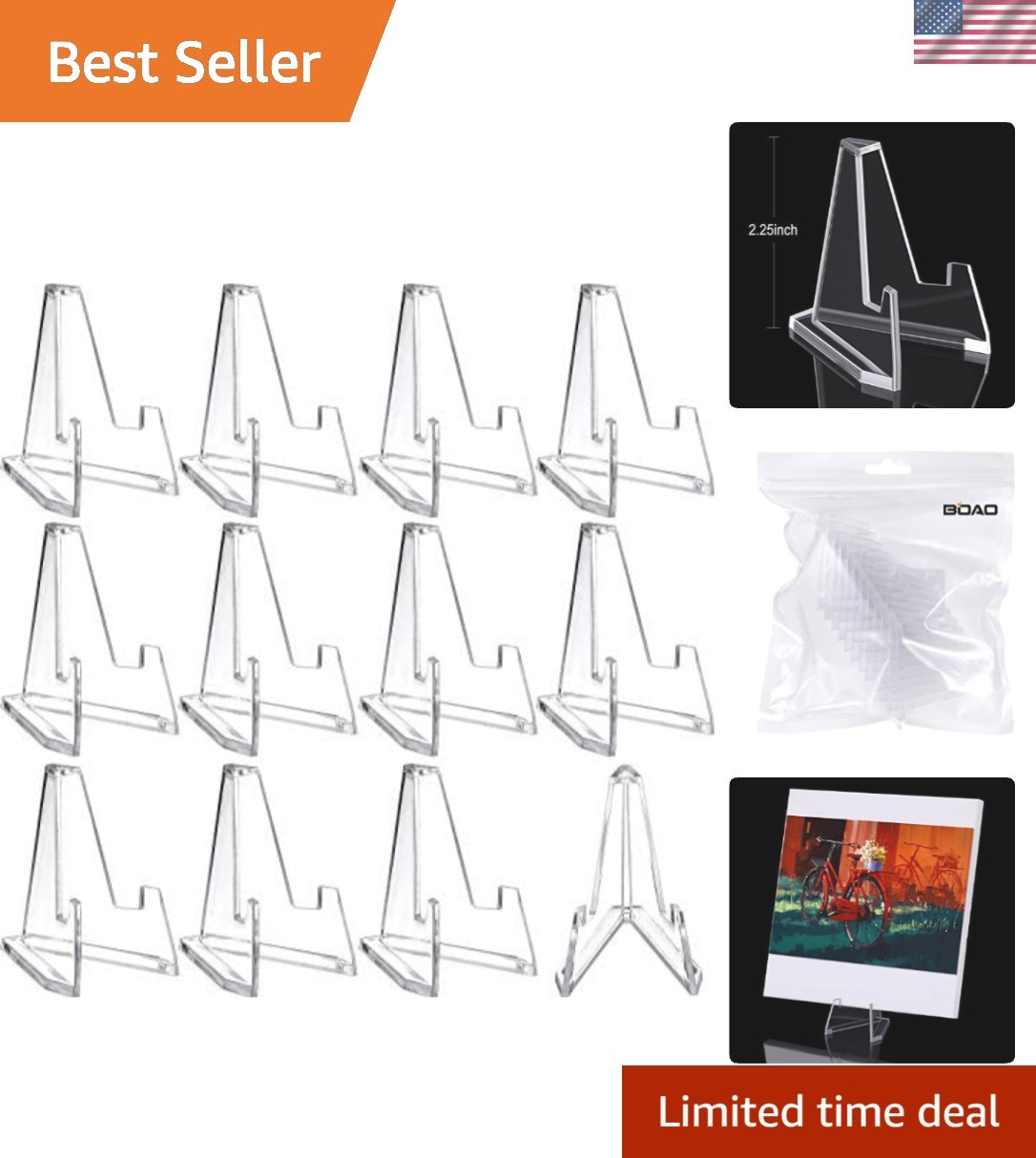 Durable 2.24" Acrylic Display Stands - Triangle Base for Stable Showcasing