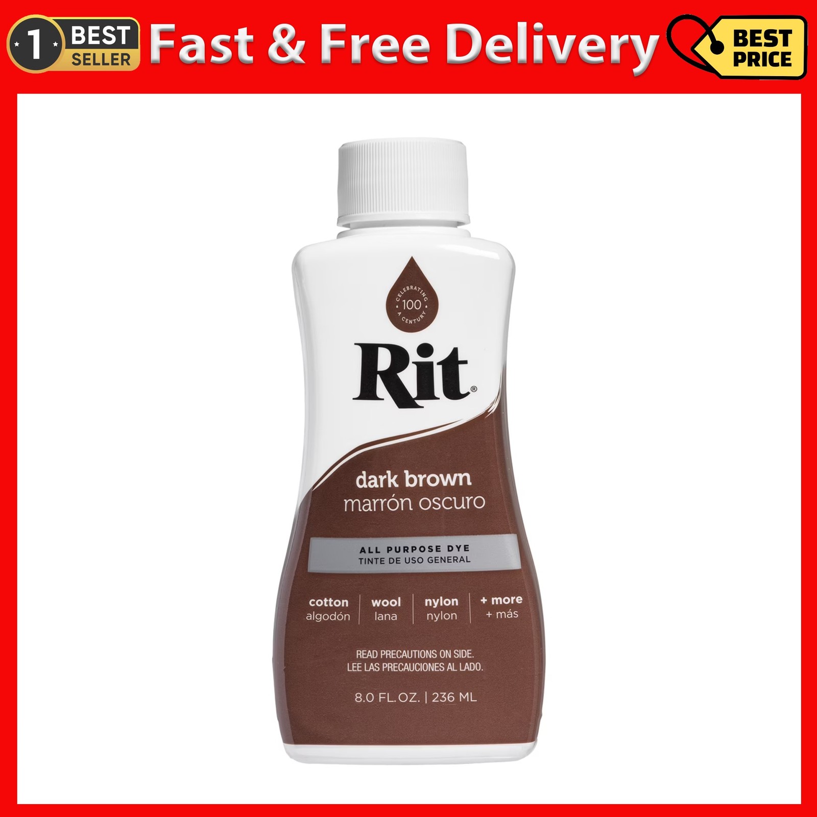 Rit, All Purpose Liquid Dye, Dark Brown, 8 fl. oz.