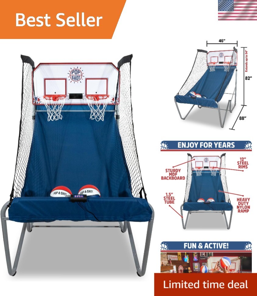 Foldable Indoor Basketball Game with Dual Shot, 16 Modes & Durable Steel Frame