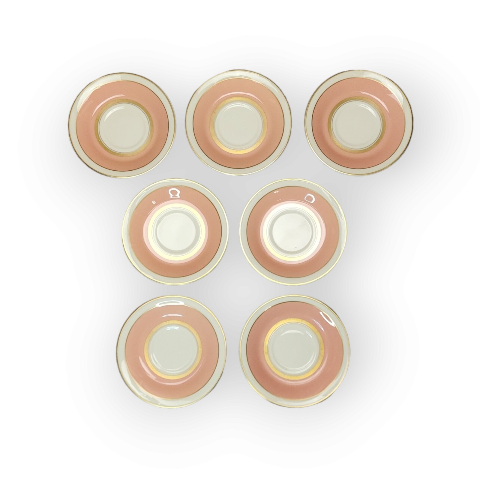 Syracuse China Old Ivory Salisbury Saucers Vintage Plates Lot of 7 Coral & Gold