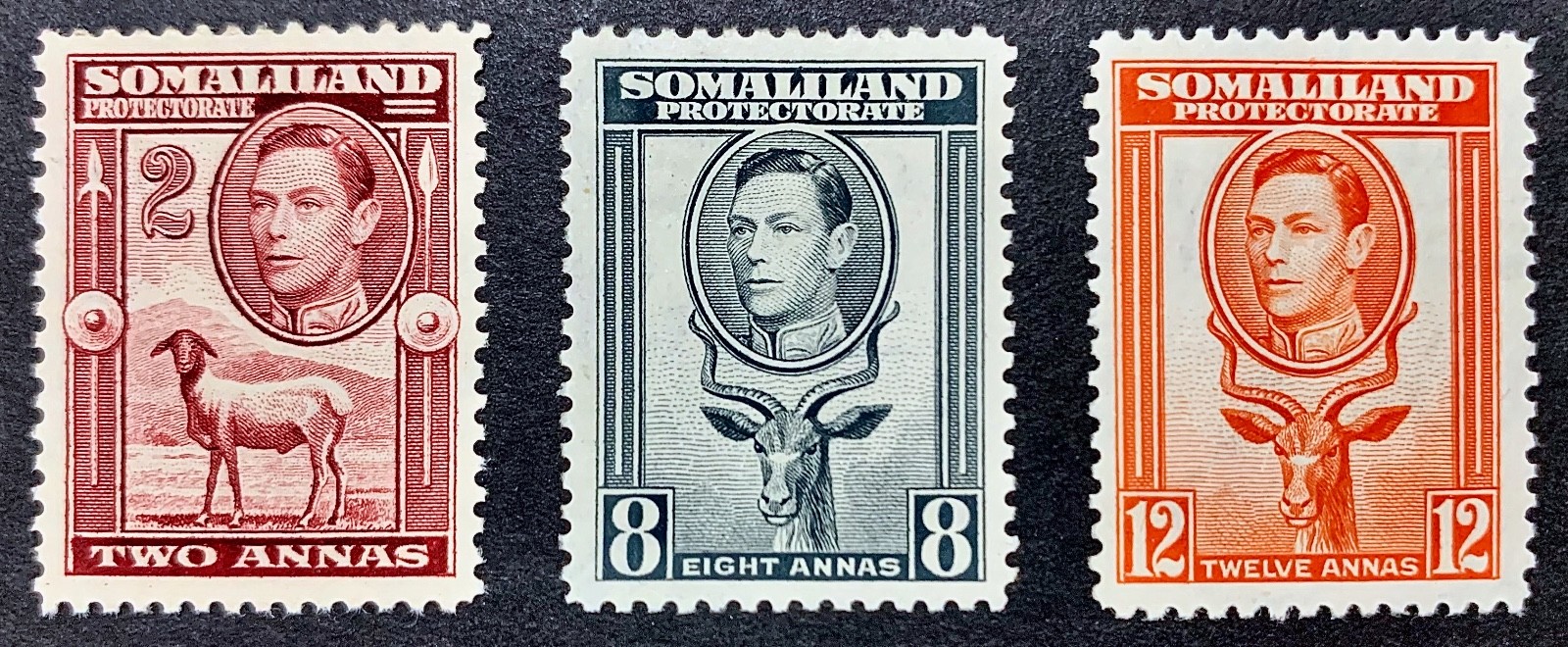 SOMALILAND PROTECTORATE KGVI 1938 2a-12a Part Set of 3 SG #95-100 MVLH CAT £30+