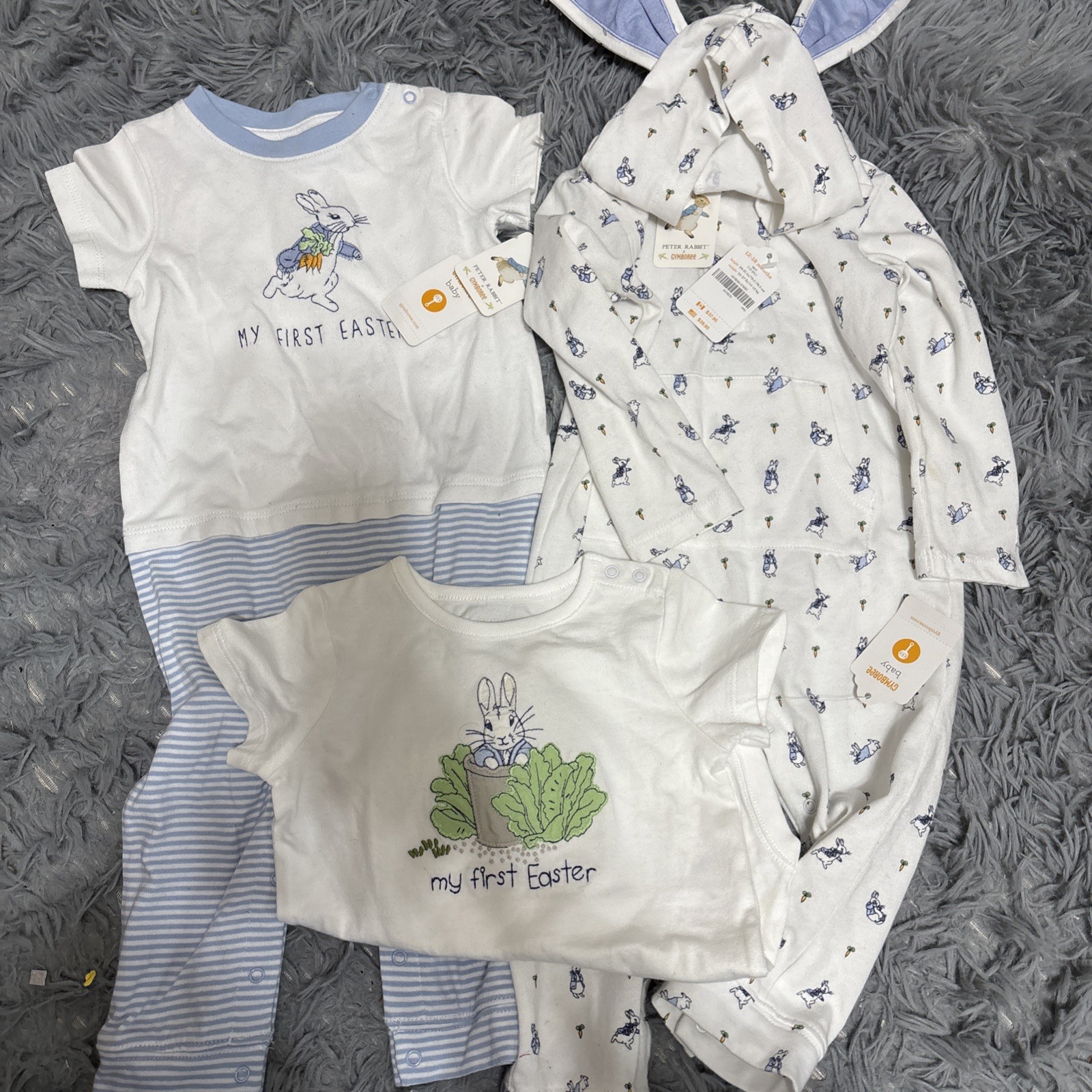 Gymboree Peter Rabbit Romper With Bunny Ear Hood Size 12-18 months Easter