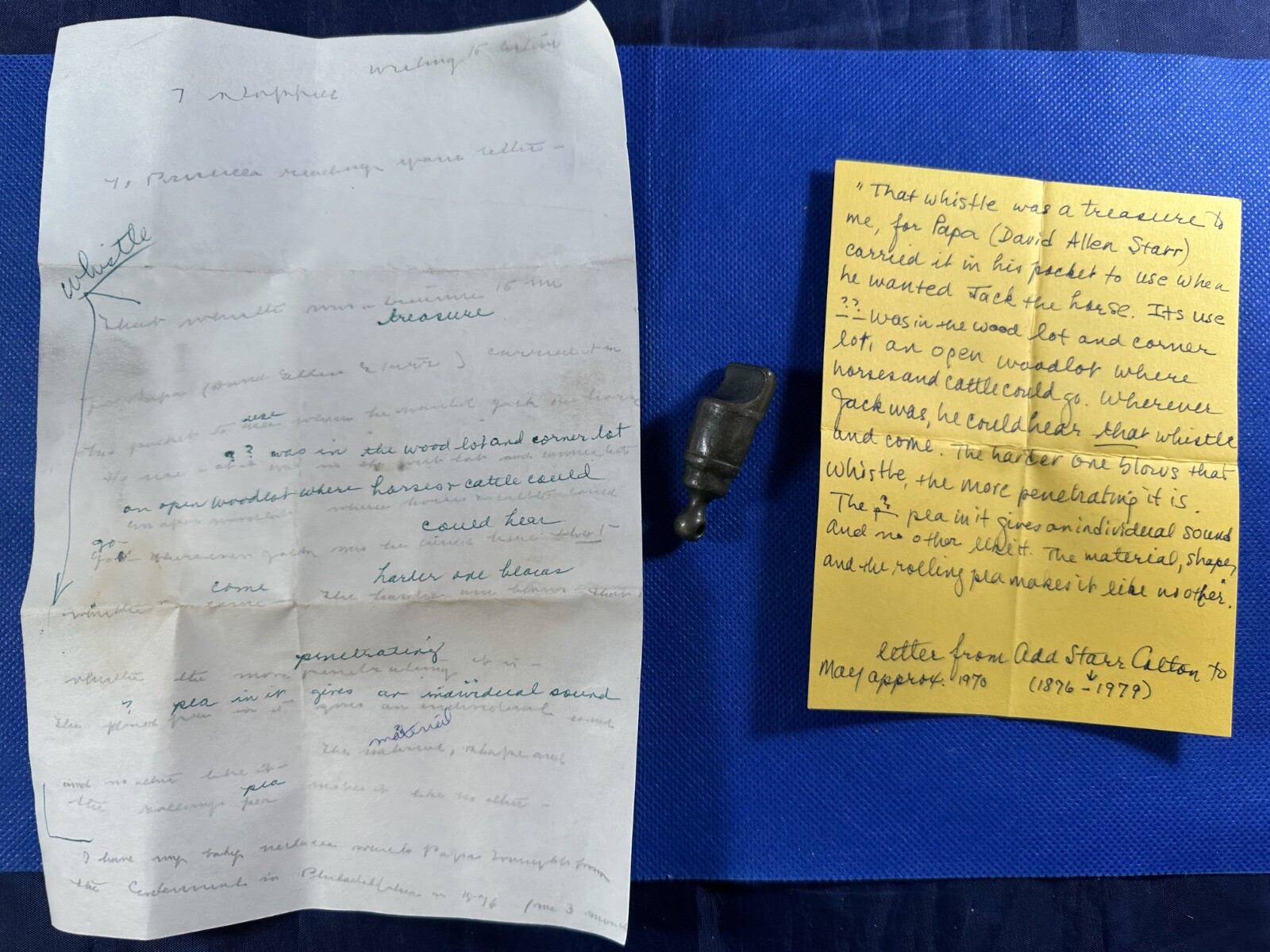 Antique Whistle w/ Backstory Letter #410 Wild West