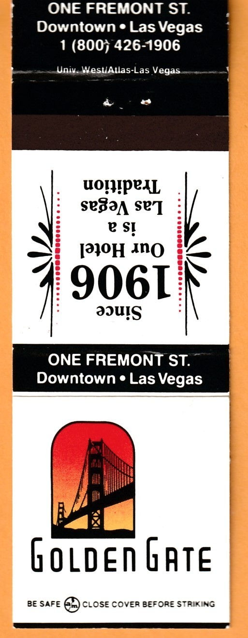 Golden Gate Hotel Casino Matchbook Cover  Las Vegas Nevada #1 icmsc5