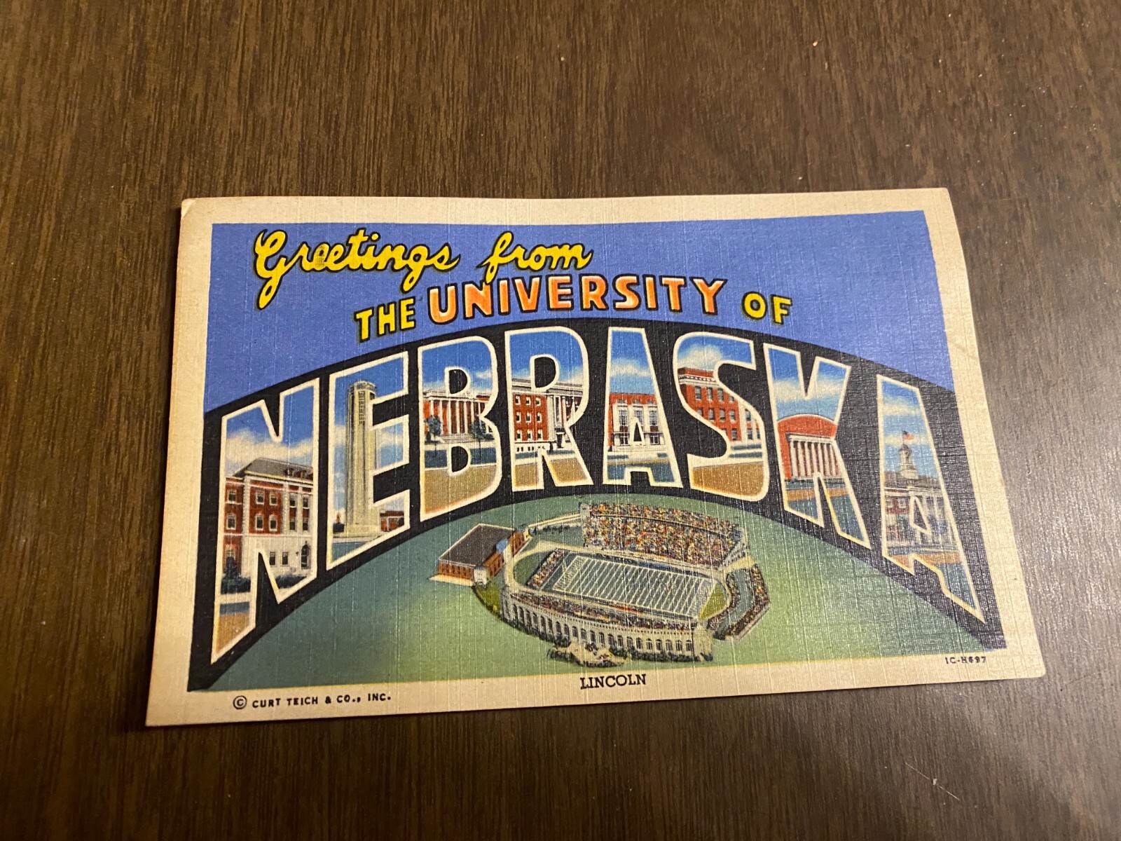Vintage Linen Postcard Greetings from University of Lincoln Nebraska unPosted