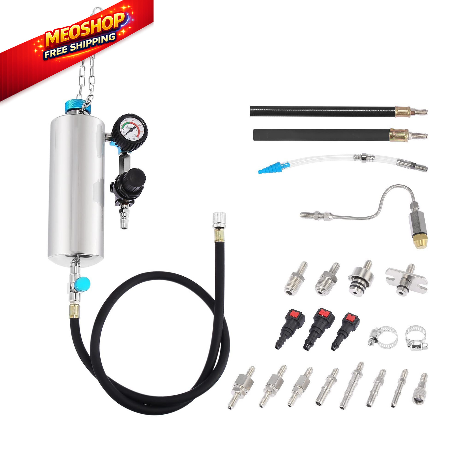 X AUTOHAUX Fuel Injection Systems Cleaning 7.48"x2.99", Silver Tone, Black 