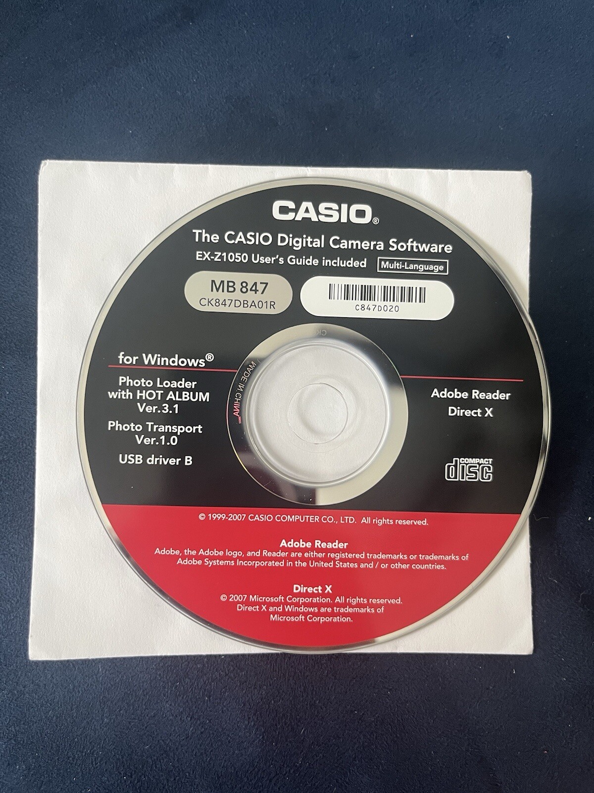 CASIO vintage camera software MB 847 1999-2007 Ex-z1050 Cd Disk