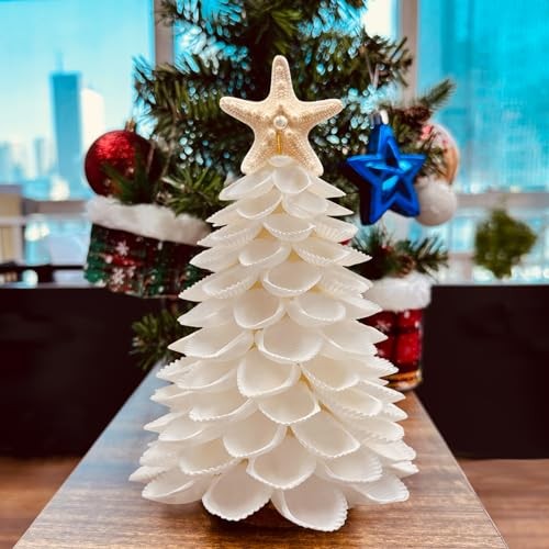 Sea Shells Handmade Crafts Tabletop Shells Tree for Christmas & Beach 