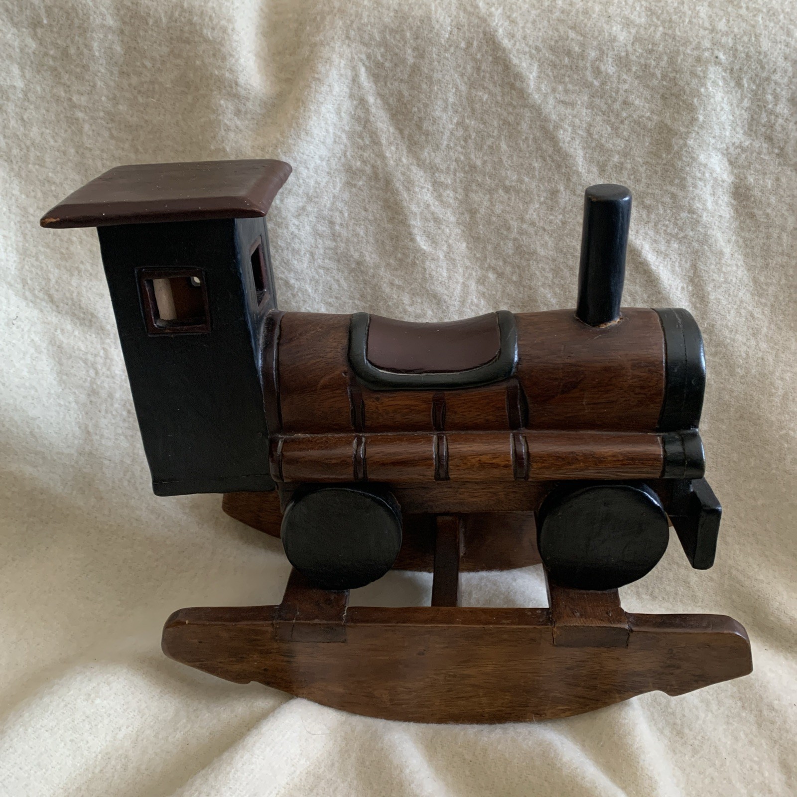 Handmade Wooden Locomotive Rocking Toy Train Engine Folk Art Collectible VTG