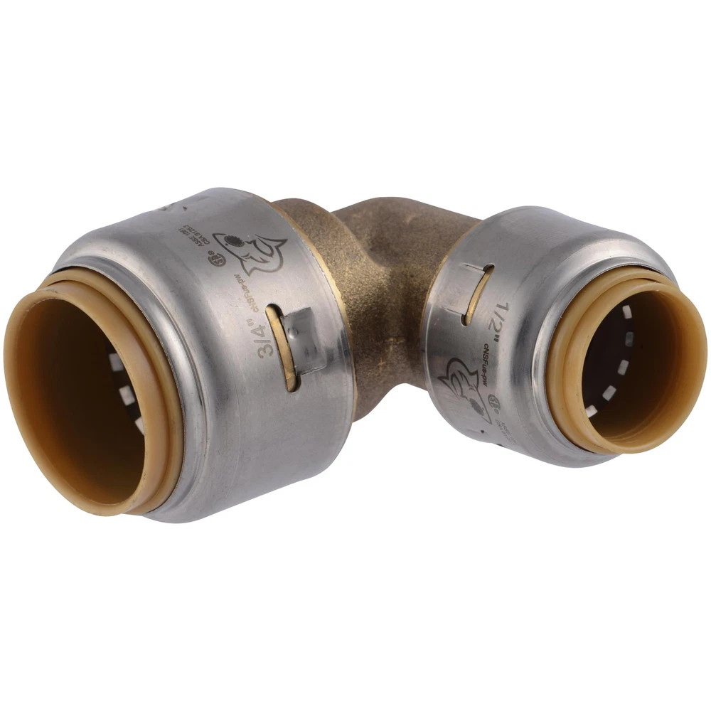 SharkBite Max 3/4 Inch x 1/2 Inch 90 Degree Reducing Elbow Brass Fitting