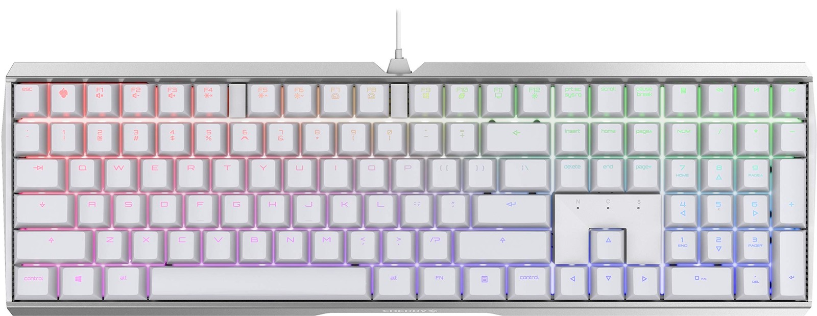 Mechanical Gaming Keyboard Cherry MX Red Switches RGB Backlit Pure White Wired