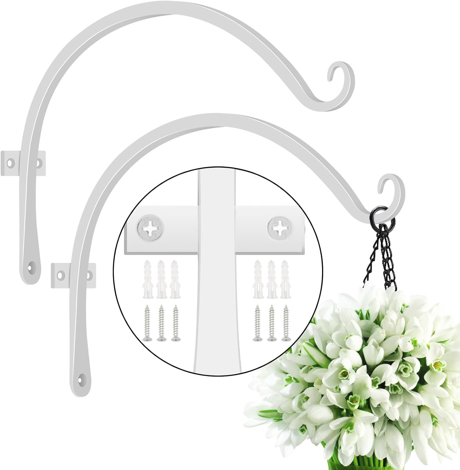 2 Pack 12 Inch Hanging Plant Bracket Wall Hooks Decorative Plant Hangers for Out