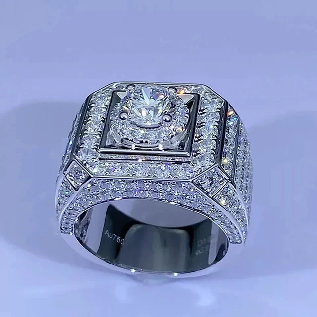 3Ct Round Cut Lab Created Diamond Men's Pinky Wedding Ring 14K White Gold Plated