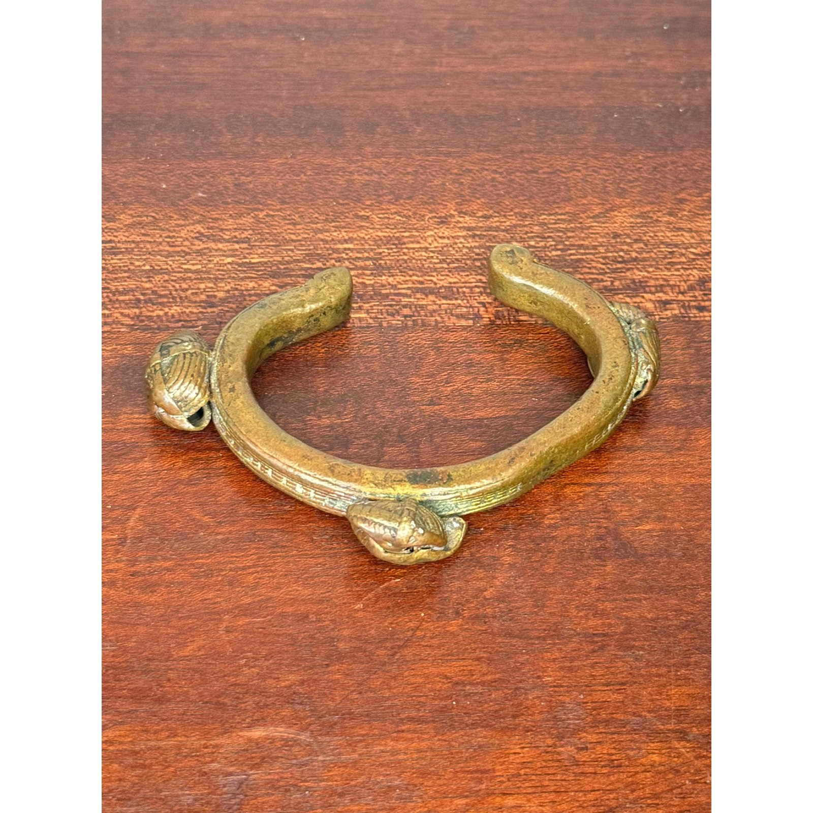 Antique African Cast Bronze Triple Boss Cuff Bracelet