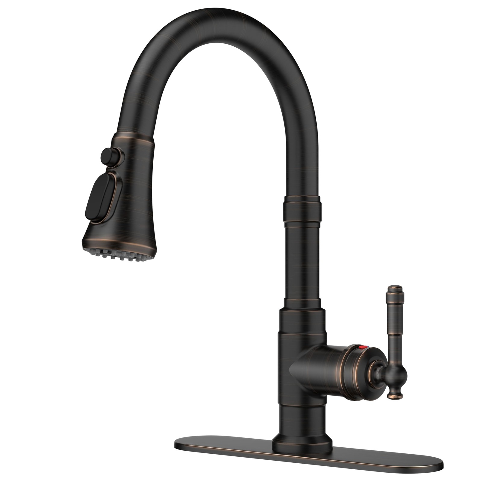 Vintage Kitchen Faucets with Pull Down Sprayer, Oil Rubbed Bronze, High Arc S...