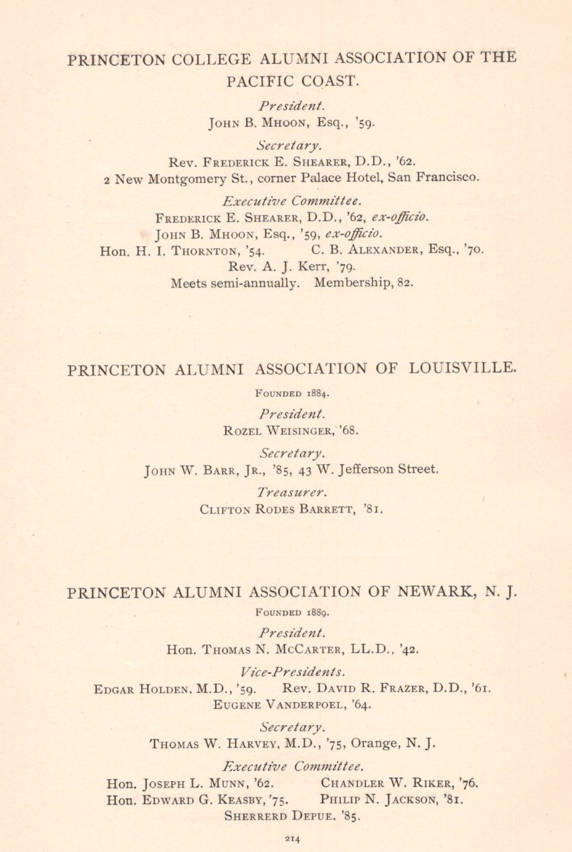 1892 Princeton University Bric a Brac Page Alumni Assoc of the Pacific Coast