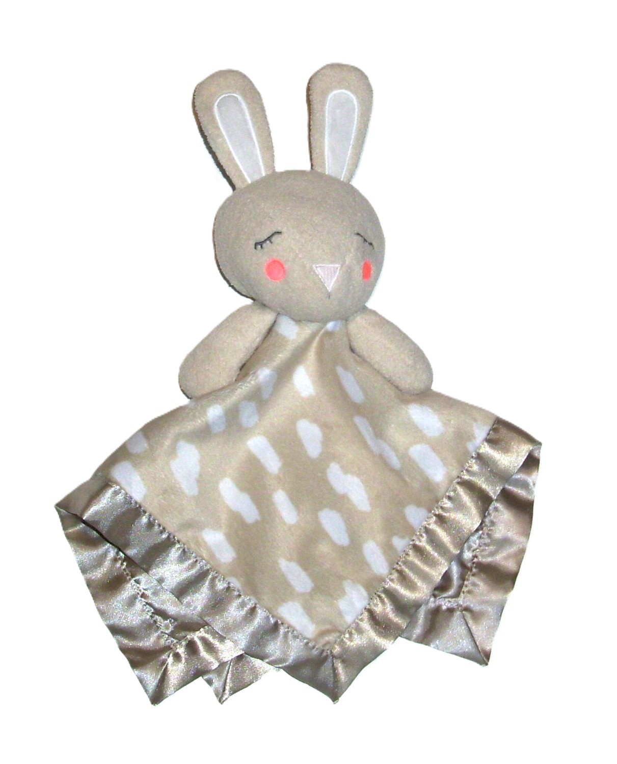 Cloud Island Tan Brown Gold Bunny Baby Blanket Satin Back Trim Target Lovey